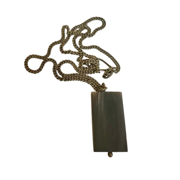 Vintage Unique Horn Pendant Necklace Gold-tone Brass Artisian Minimalist - Picture 4 of 8